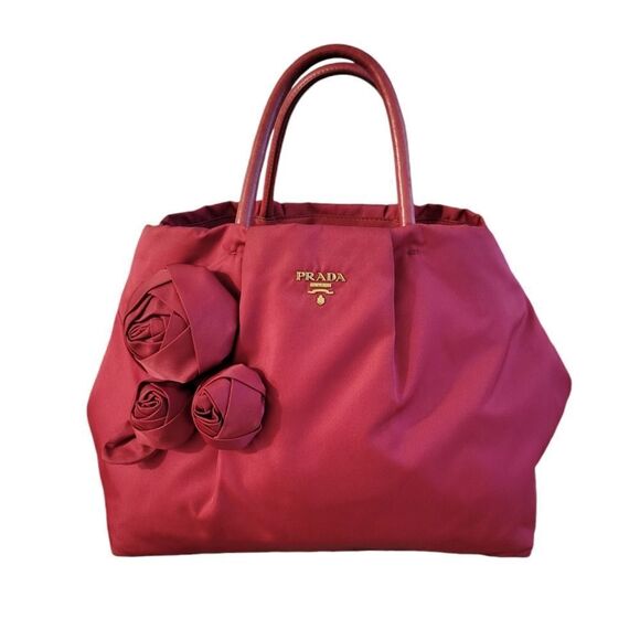 Prada Handbags - Prada Nylon Leather Pink Handbag